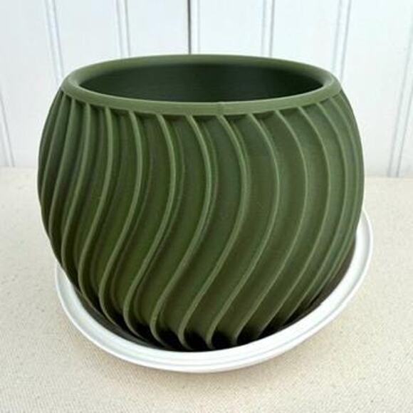 The Sonar Planter, Indoor Flower Pot, Tabletop Planter, Swirl Pattern - Picture 5 of 12